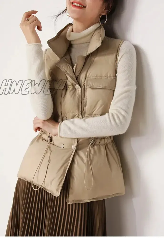 Hnewly New White Duck Down Vest Coat Sleeveless Light Down Vest Women Bodywarm Windproof Lightweight Warm Waistcoat Female