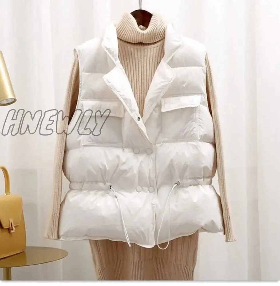 Hnewly New White Duck Down Vest Coat Sleeveless Light Down Vest Women Bodywarm Windproof Lightweight Warm Waistcoat Female