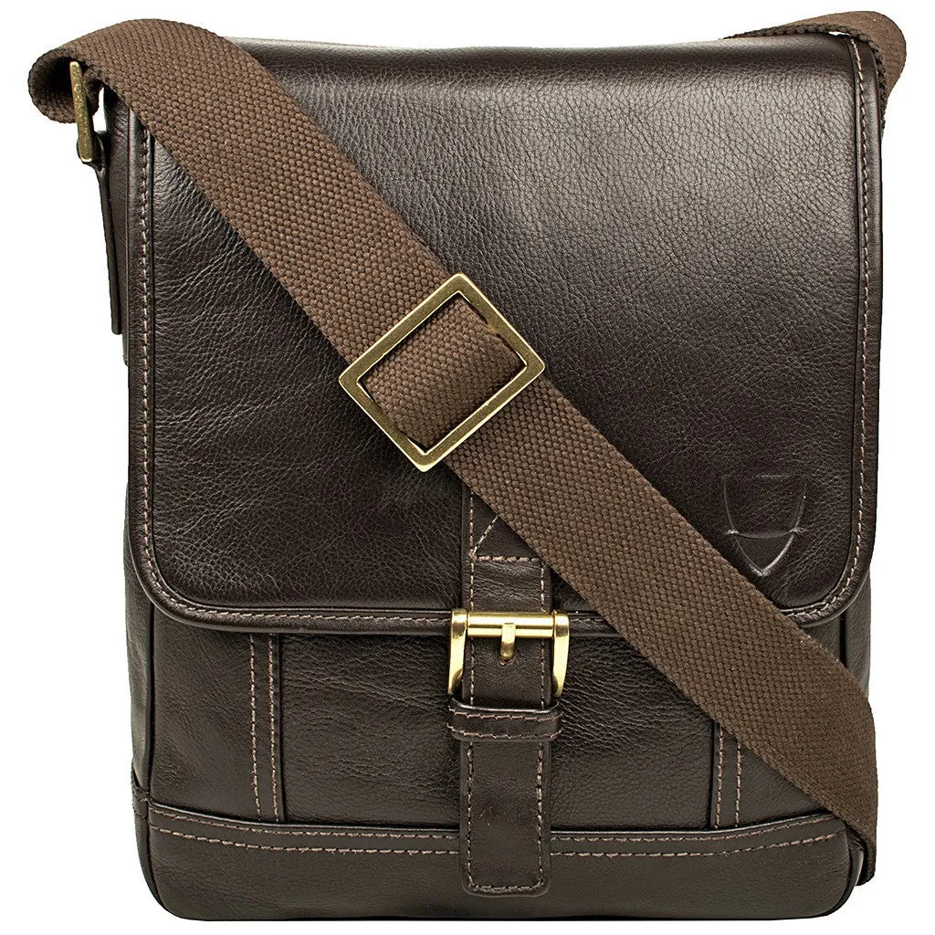 Hunter Small Leather Crossbody Messenger in Brown