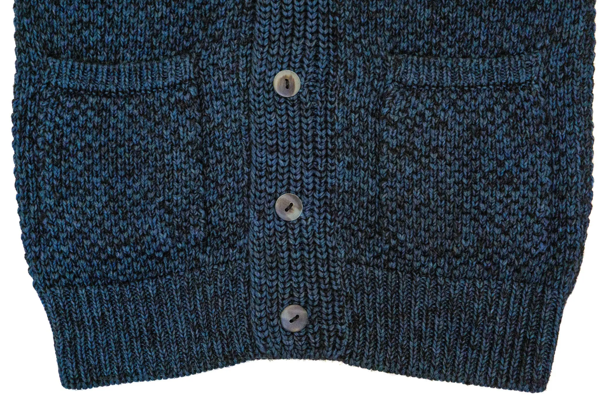 Indi   Ash Andes Cardigan - Plant Indigo Cotton/Jet Black Alpaca