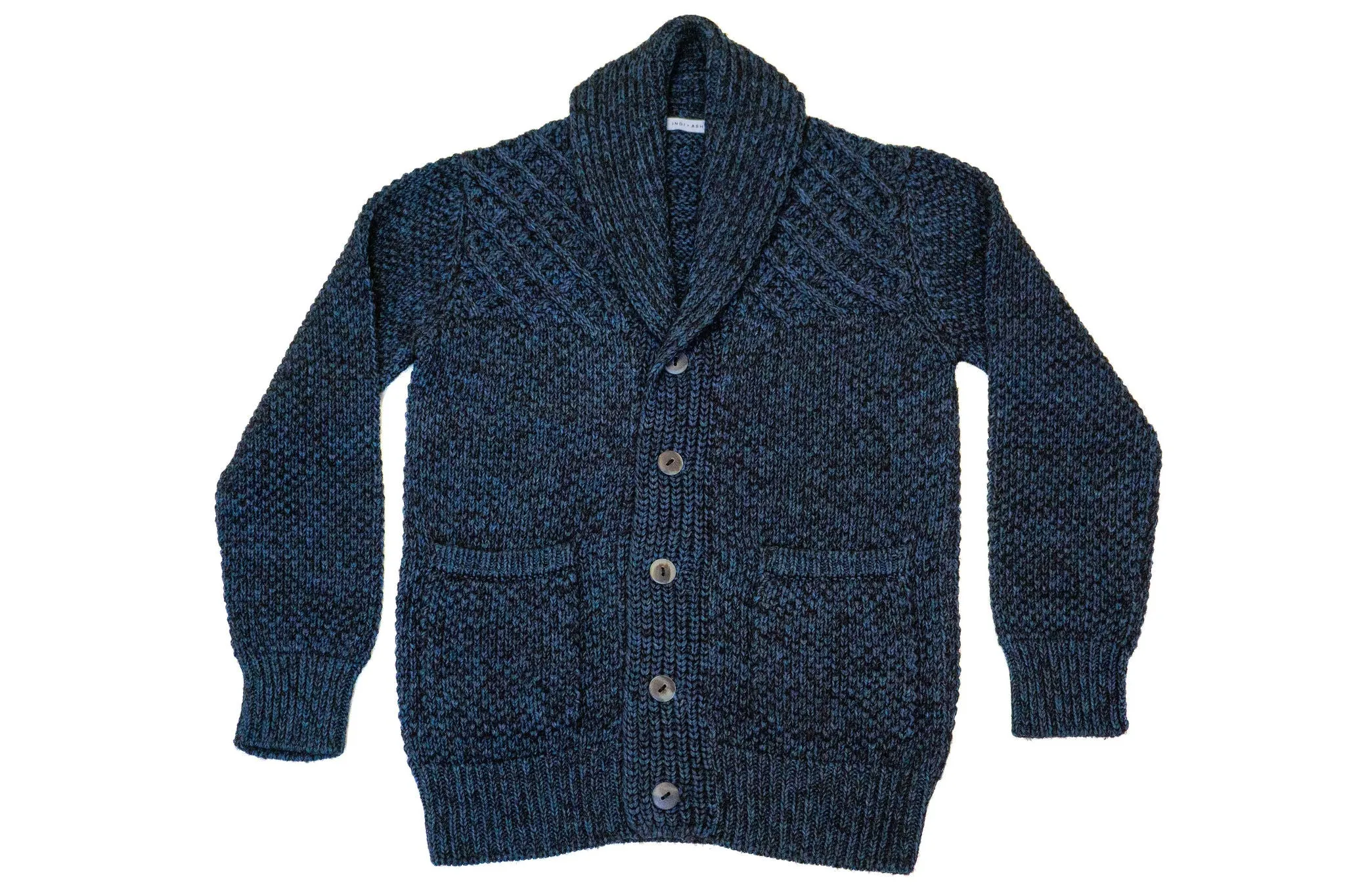 Indi   Ash Andes Cardigan - Plant Indigo Cotton/Jet Black Alpaca