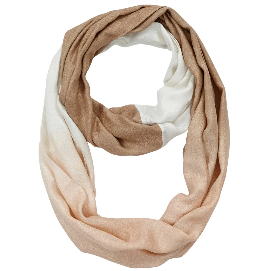 Infinity Neck Scarf Tan and White Ombre