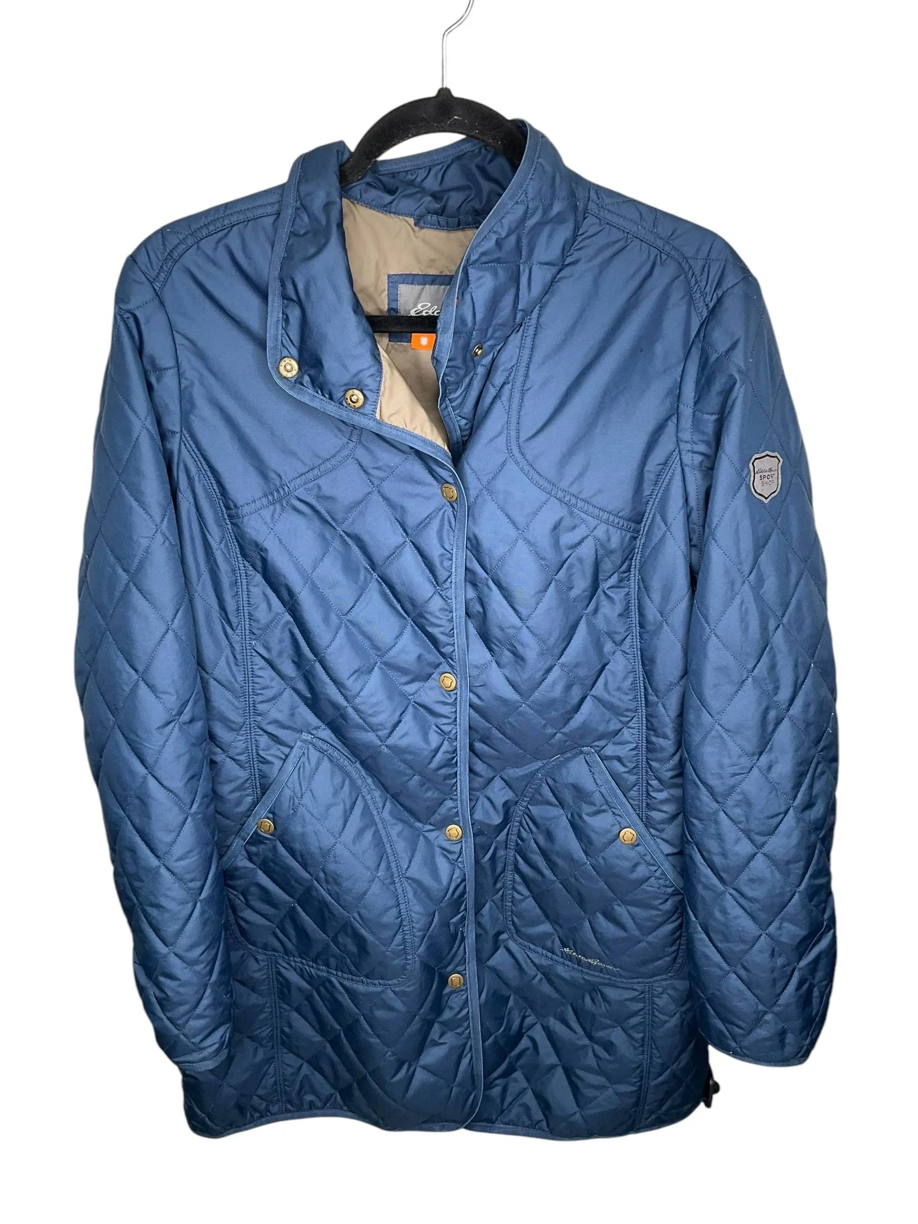 Jacket Puffer & Quilted By Eddie Bauer In Navy, Size: L