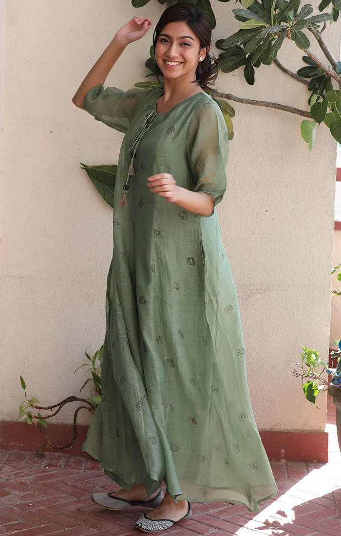 Jade Green Chanderi Jumpsuit