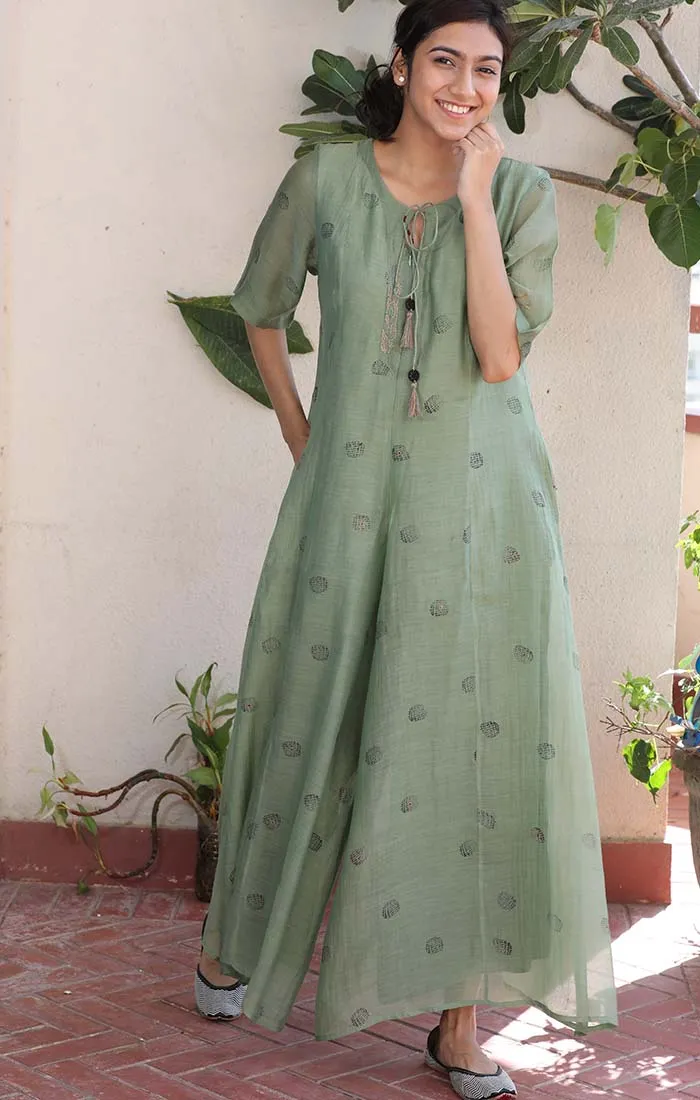 Jade Green Chanderi Jumpsuit