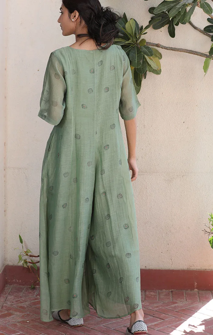 Jade Green Chanderi Jumpsuit