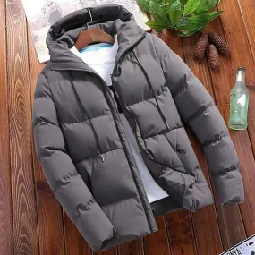 JAKIT™ Winter Thicken Warm Puffy Men's Down Jacket Fashion Business solid color, Slim Fit Long Sleeve Zipper Windproof Outdoor Autumn Male Jacket Streetwear, hooded