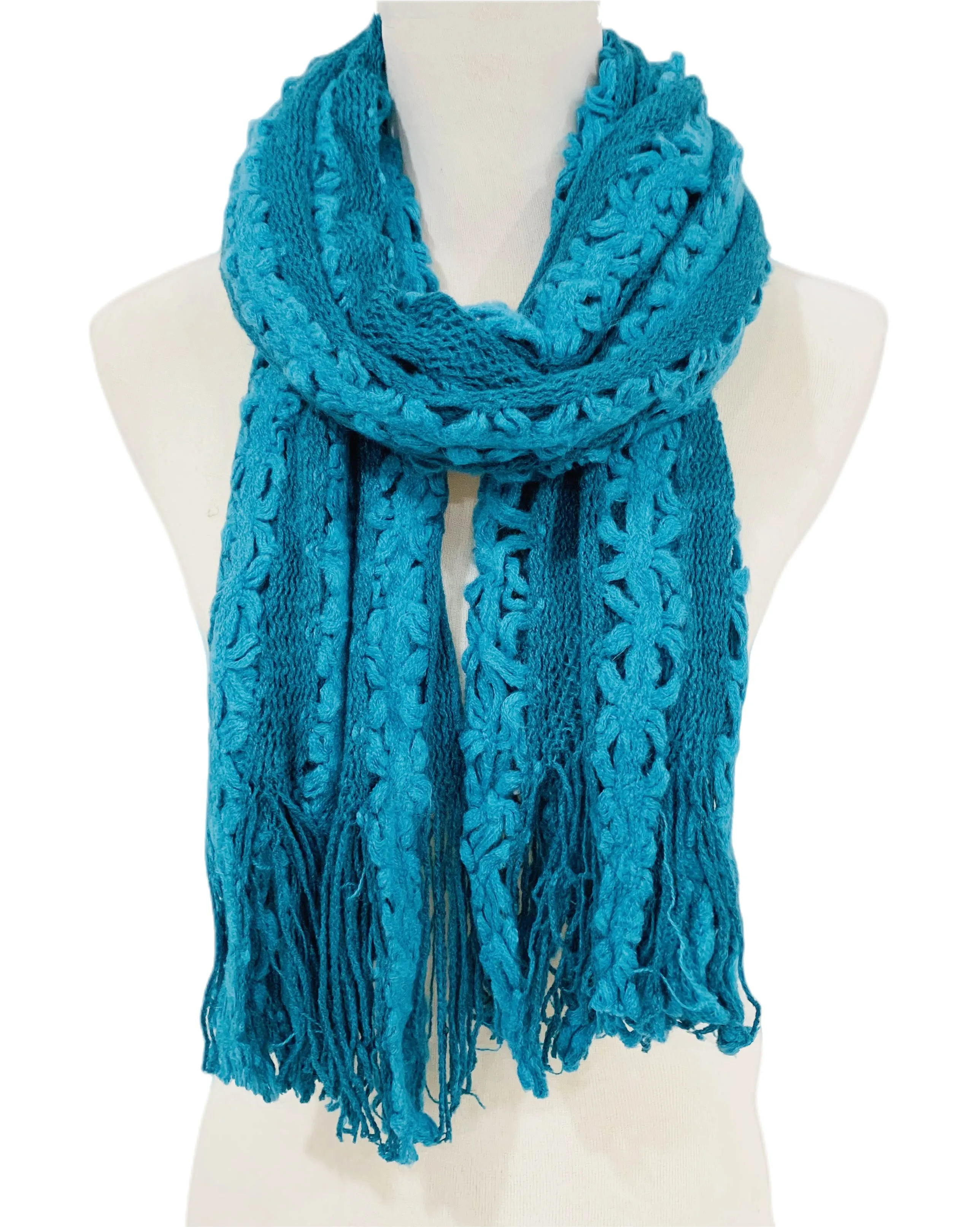 JC051802 Knitted Floral Scarf