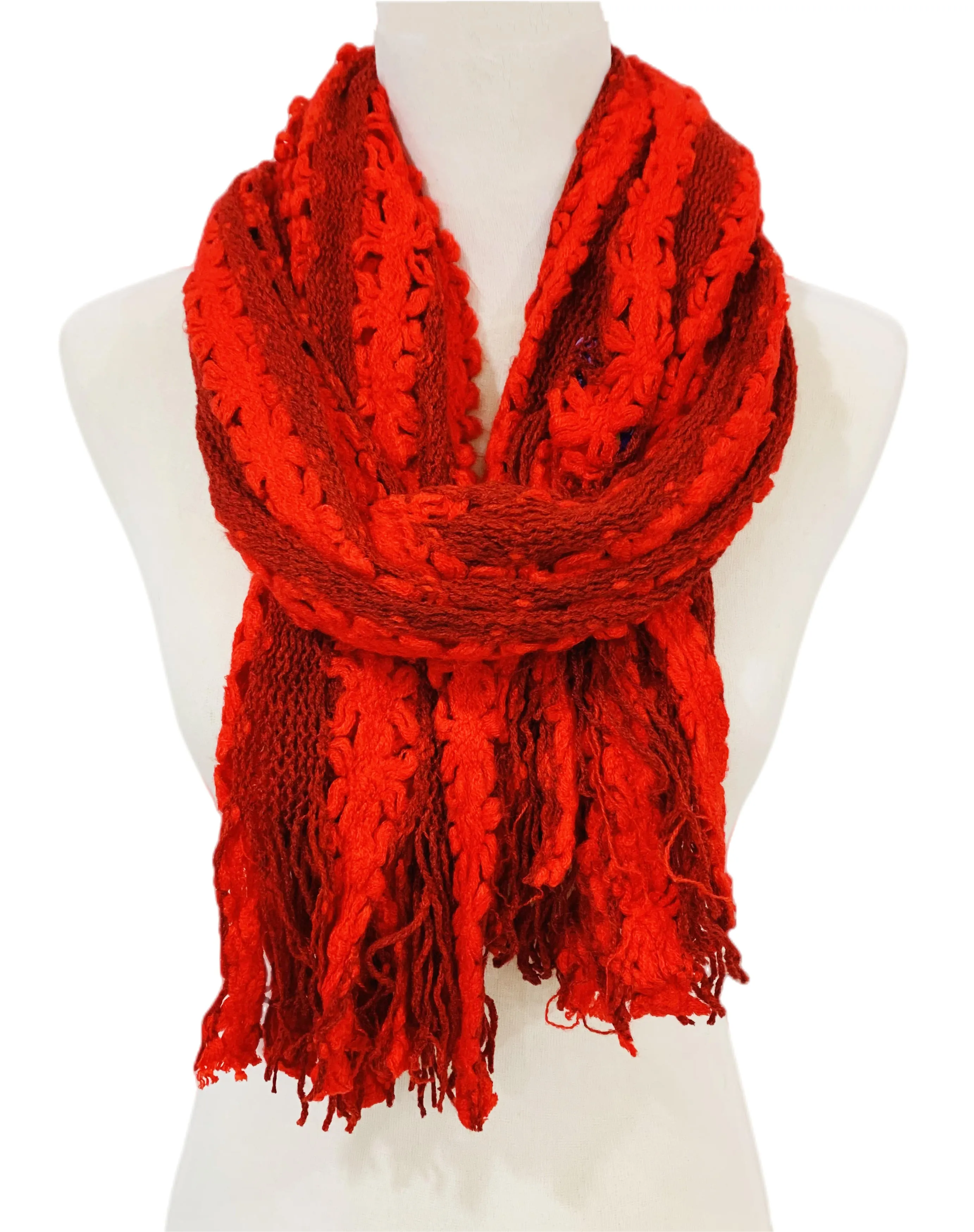 JC051802 Knitted Floral Scarf