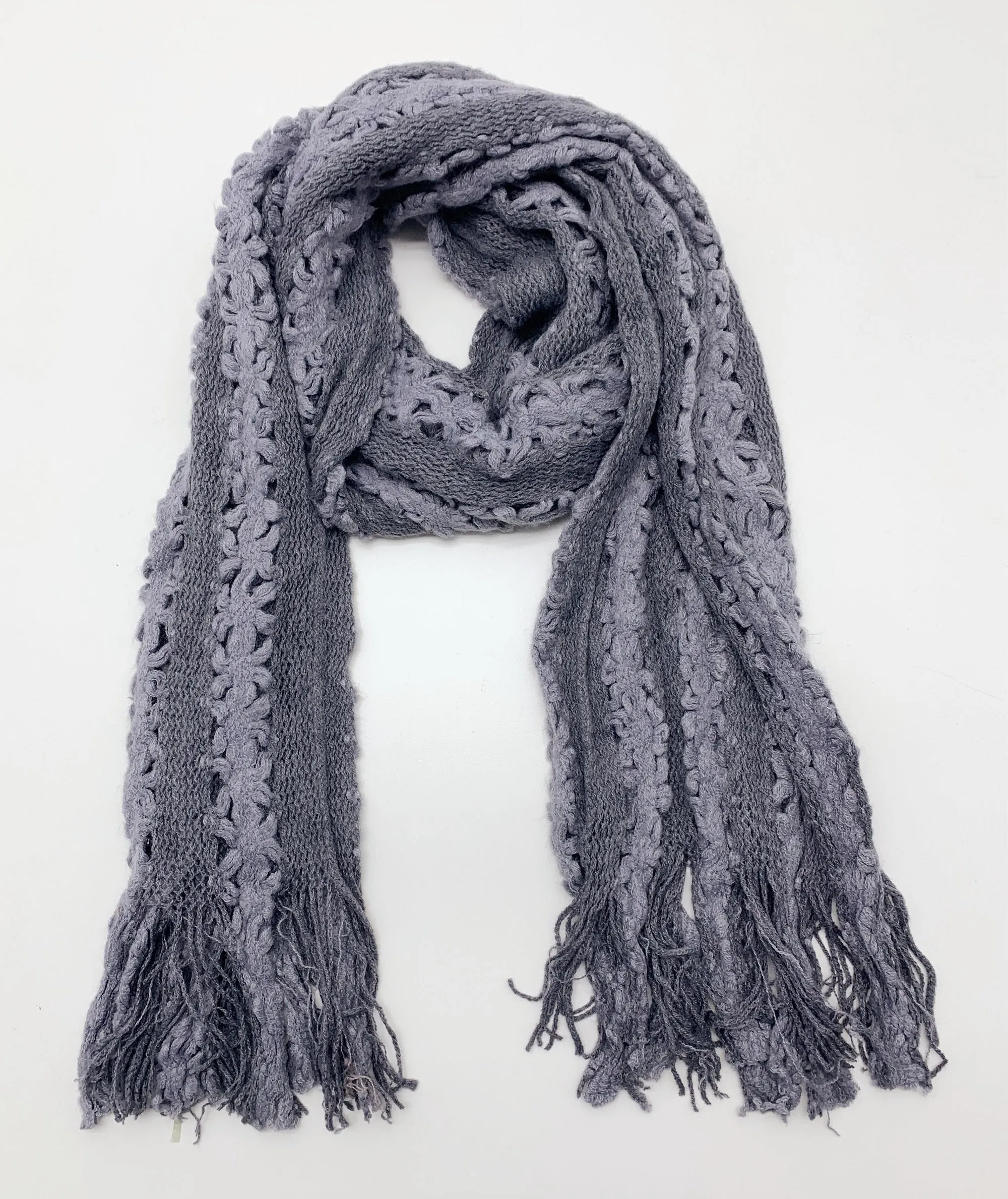 JC051802 Knitted Floral Scarf