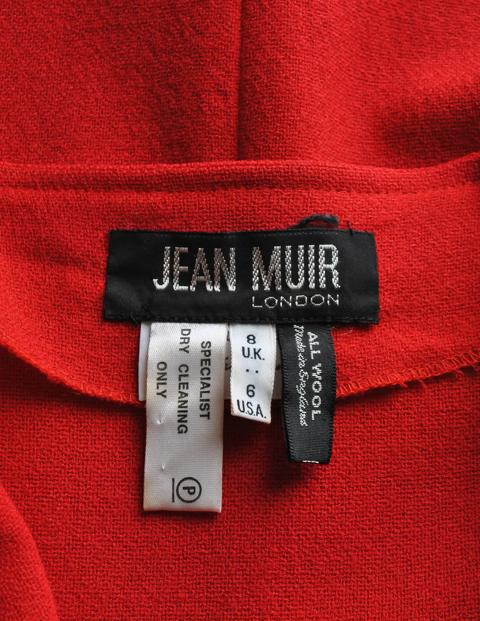 Jean Muir Vintage Red Wool Crepe Draping Cardigan Jacket