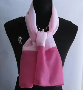 Ladies Light Pink And Cerise Colour Block Scarf