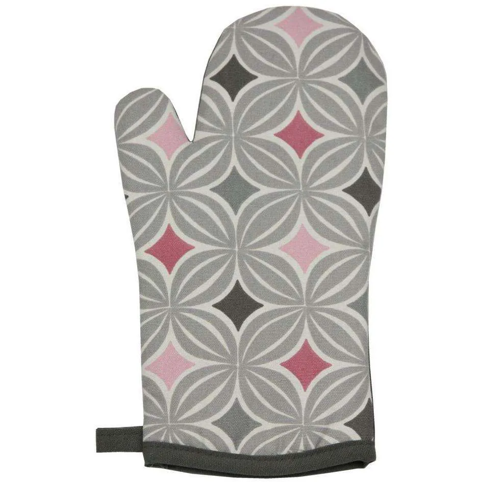 Laila Pink Cotton Print Single Oven Mitt