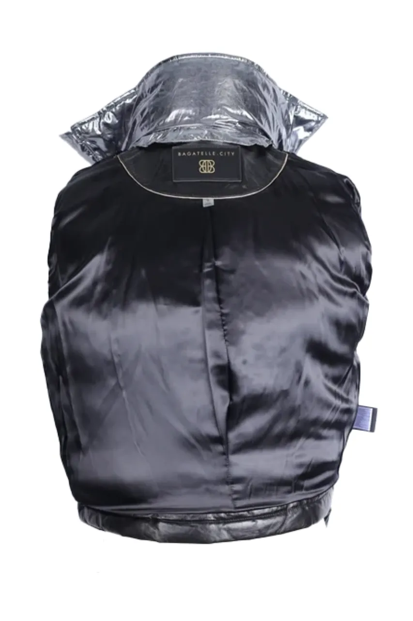 Leather Down Puffer Jacket W/ Removable Padded Insert