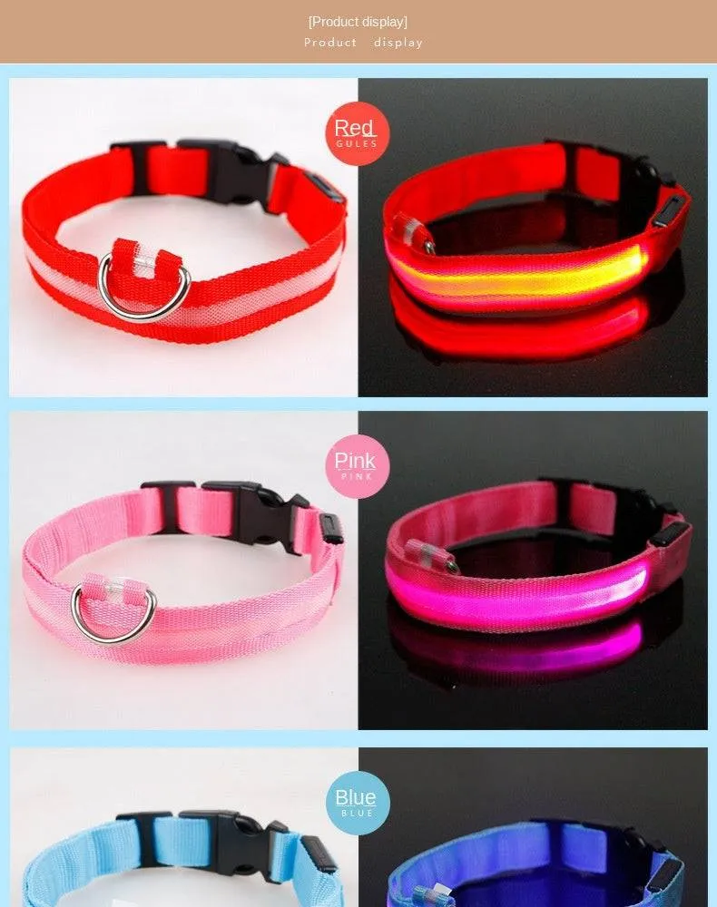 LED Glowing Dog Collar Luminous & Adjustable Makes Your Dog Visible Safe