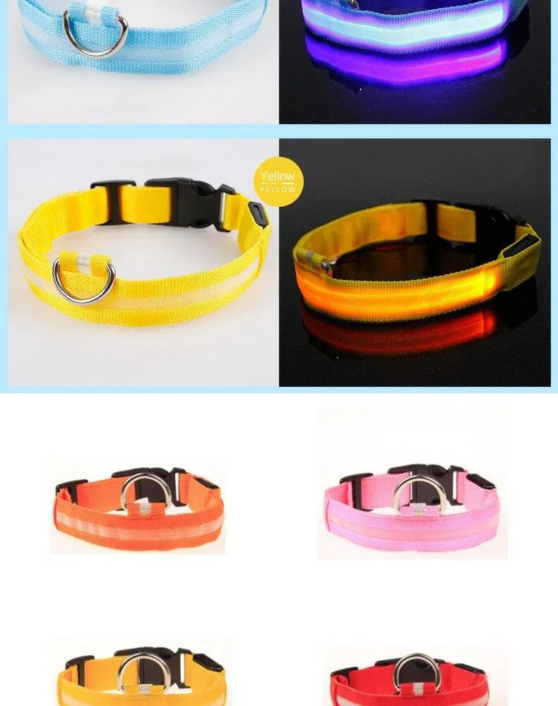 LED Glowing Dog Collar Luminous & Adjustable Makes Your Dog Visible Safe