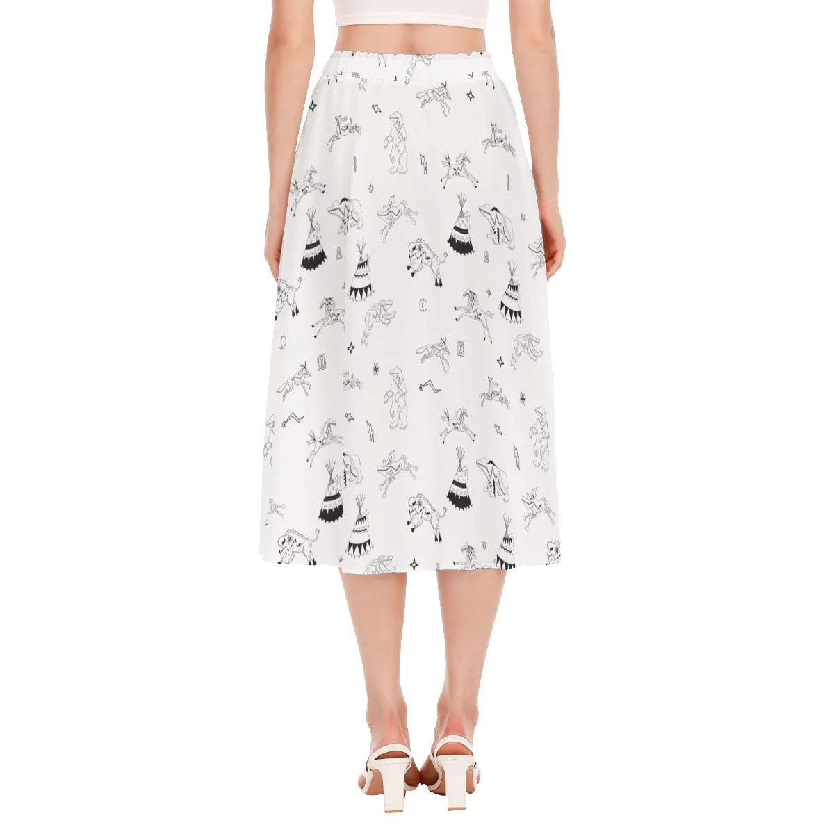 Ledger Dabbles White Women's Long Section Chiffon Skirt