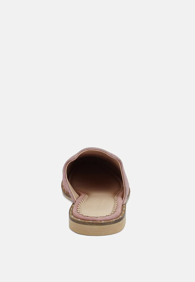 LIA Dusty Pink Handcrafted Suede Mules