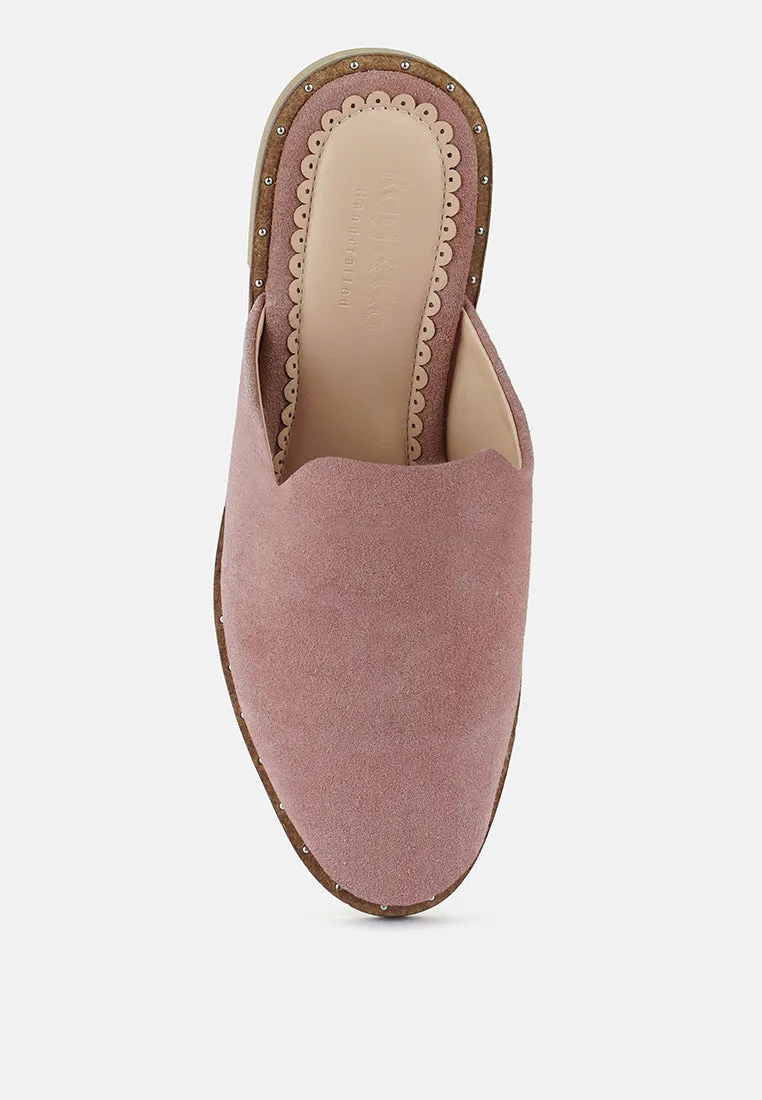 LIA Dusty Pink Handcrafted Suede Mules