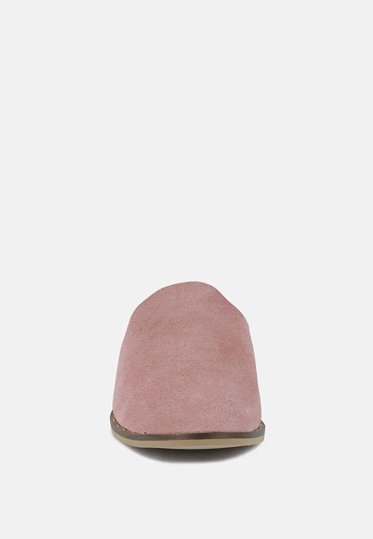 LIA Dusty Pink Handcrafted Suede Mules