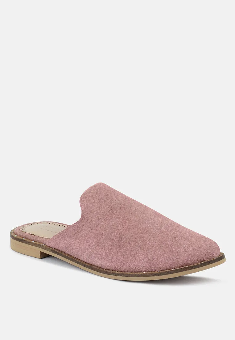 LIA Dusty Pink Handcrafted Suede Mules