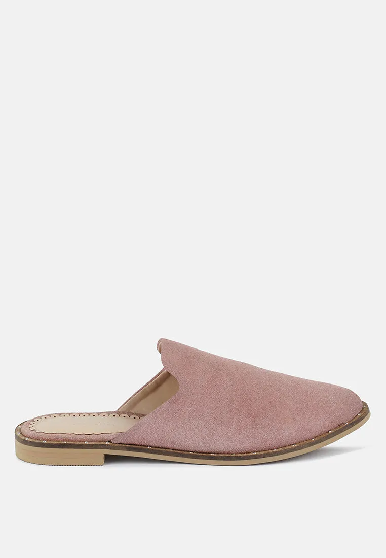 LIA Dusty Pink Handcrafted Suede Mules