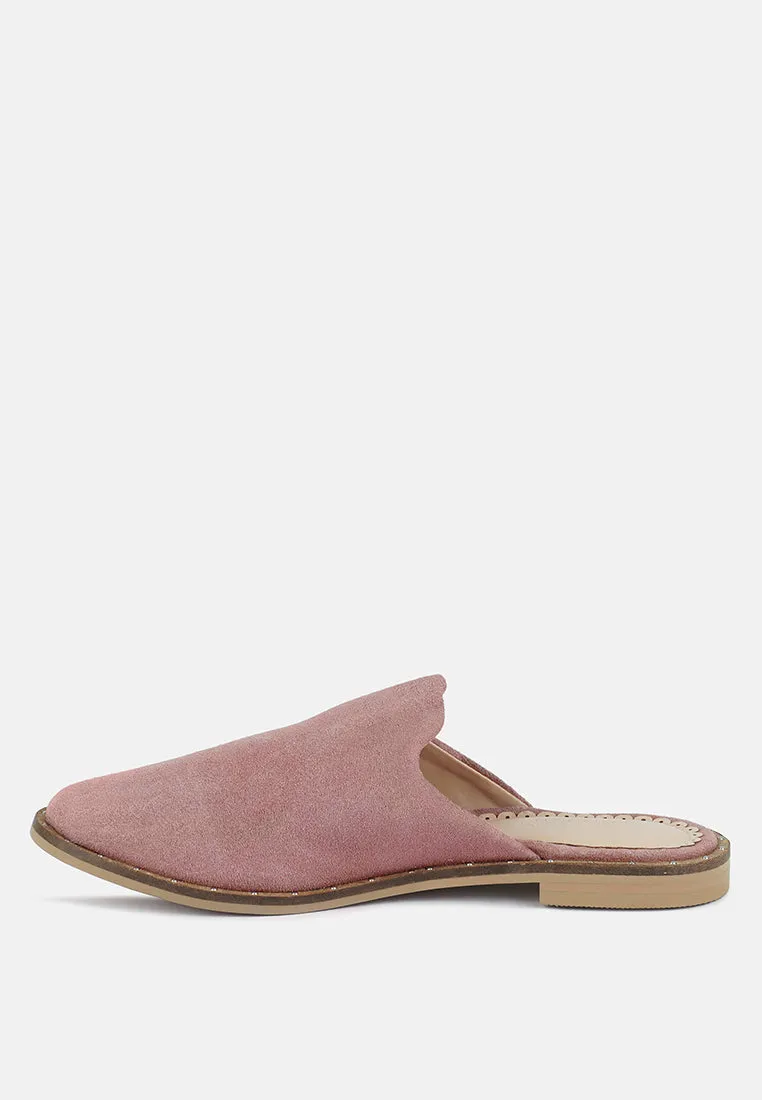 LIA Dusty Pink Handcrafted Suede Mules