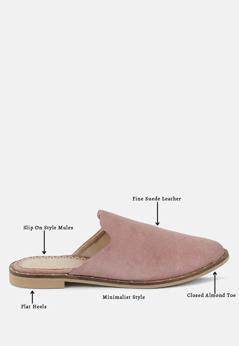 LIA Dusty Pink Handcrafted Suede Mules