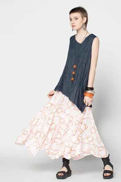 Manifold Skirt in Orange Carre Carnaby