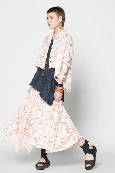 Manifold Skirt in Orange Carre Carnaby