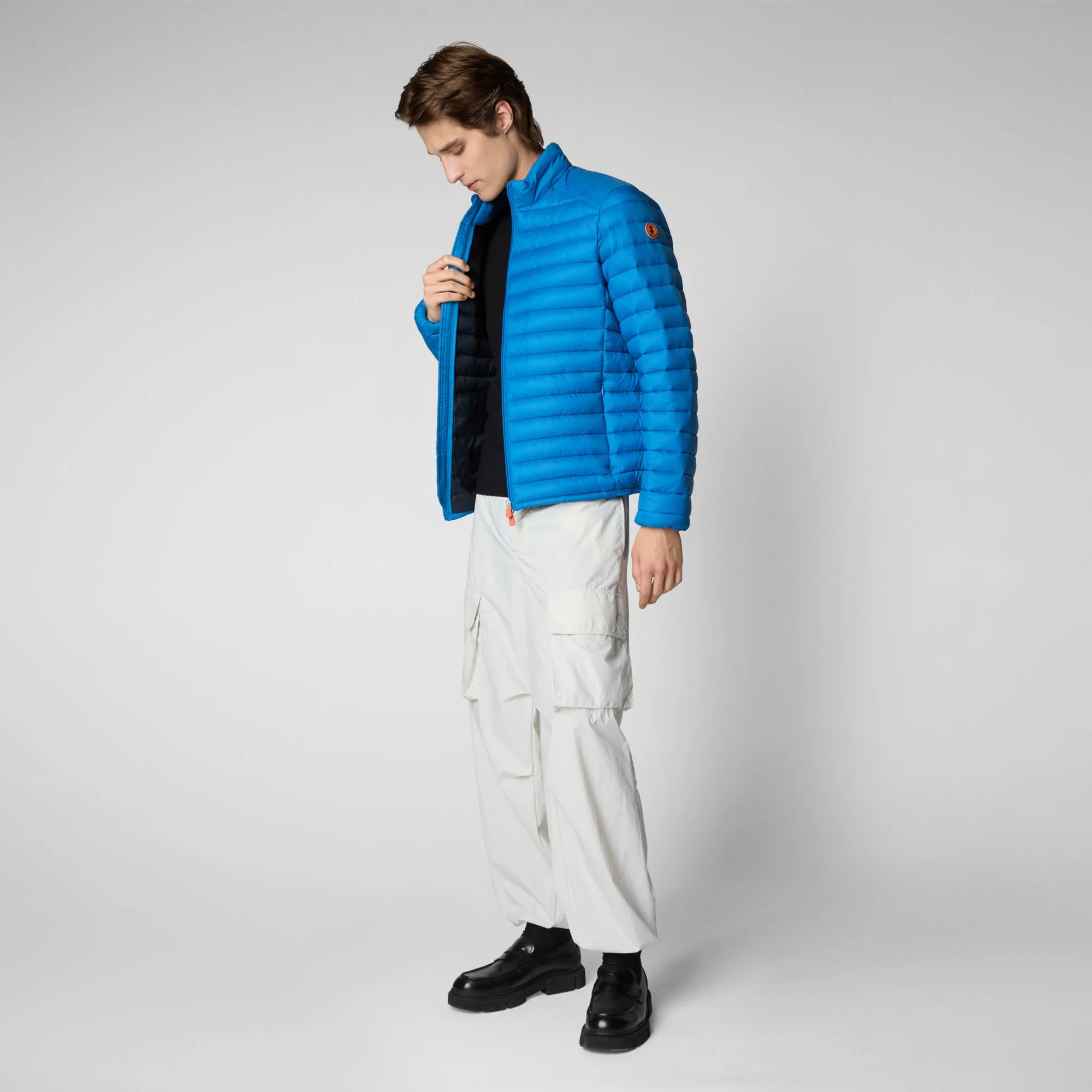 Man's free puffer jacket Alexander in blue berry