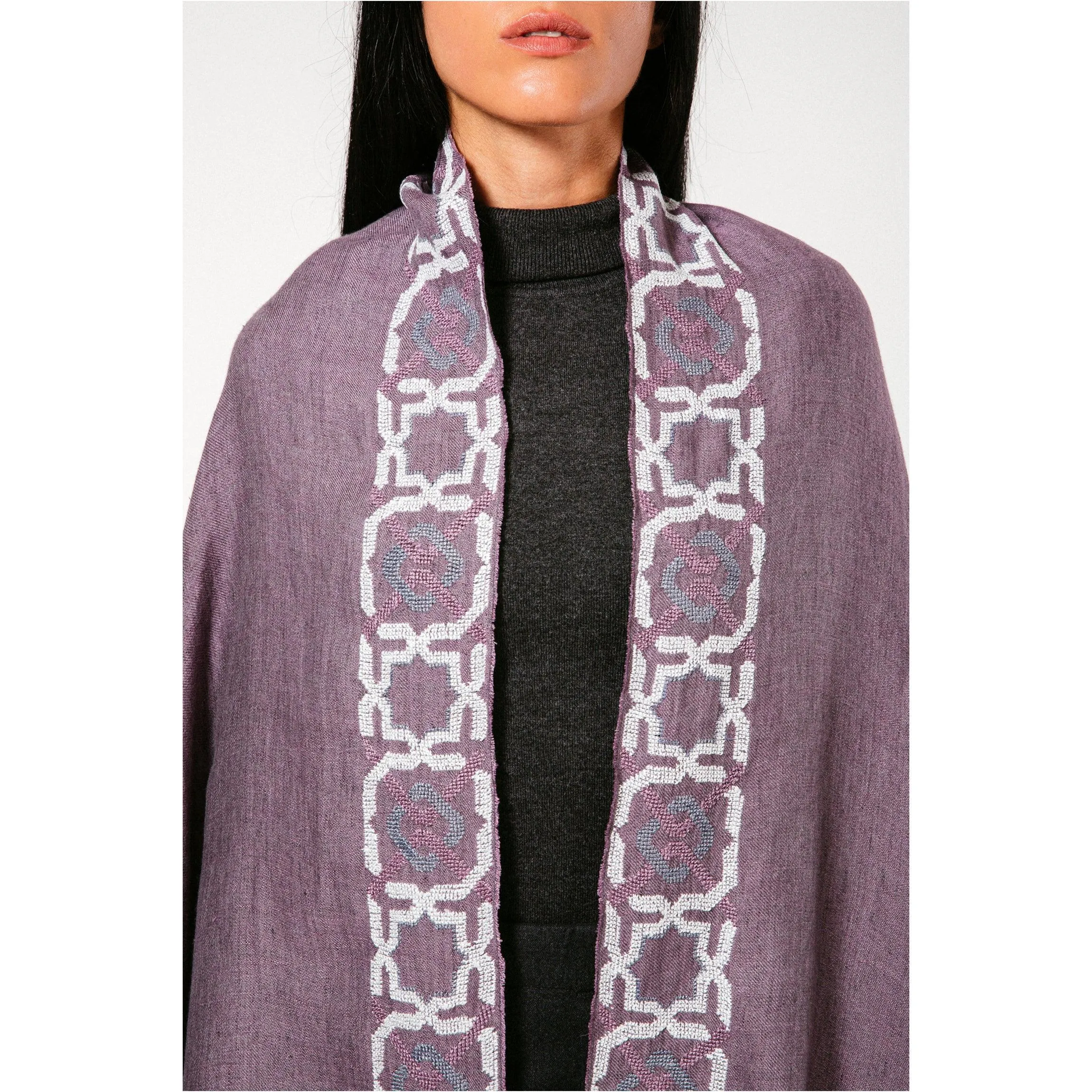 MAUVE LINEN SHAWL HALF-ALHAMBRA