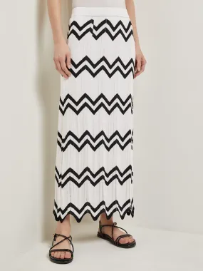 Maxi Pencil Skirt - Contrast Chevron Pointelle Soft Knit