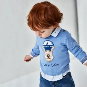 Mayoral Baby and Toddler Boy Applique Capitan Dog Sweater