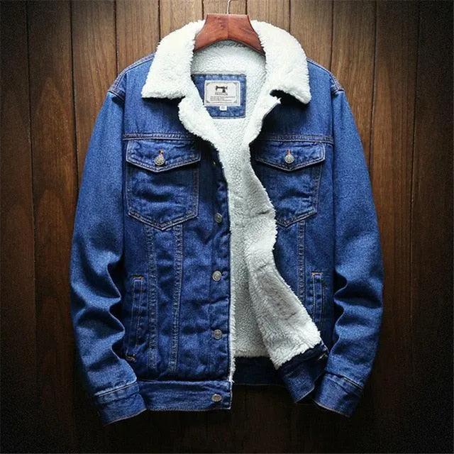 Men Casual Wool Denim Coat