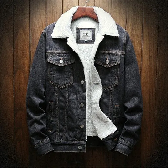 Men Casual Wool Denim Coat