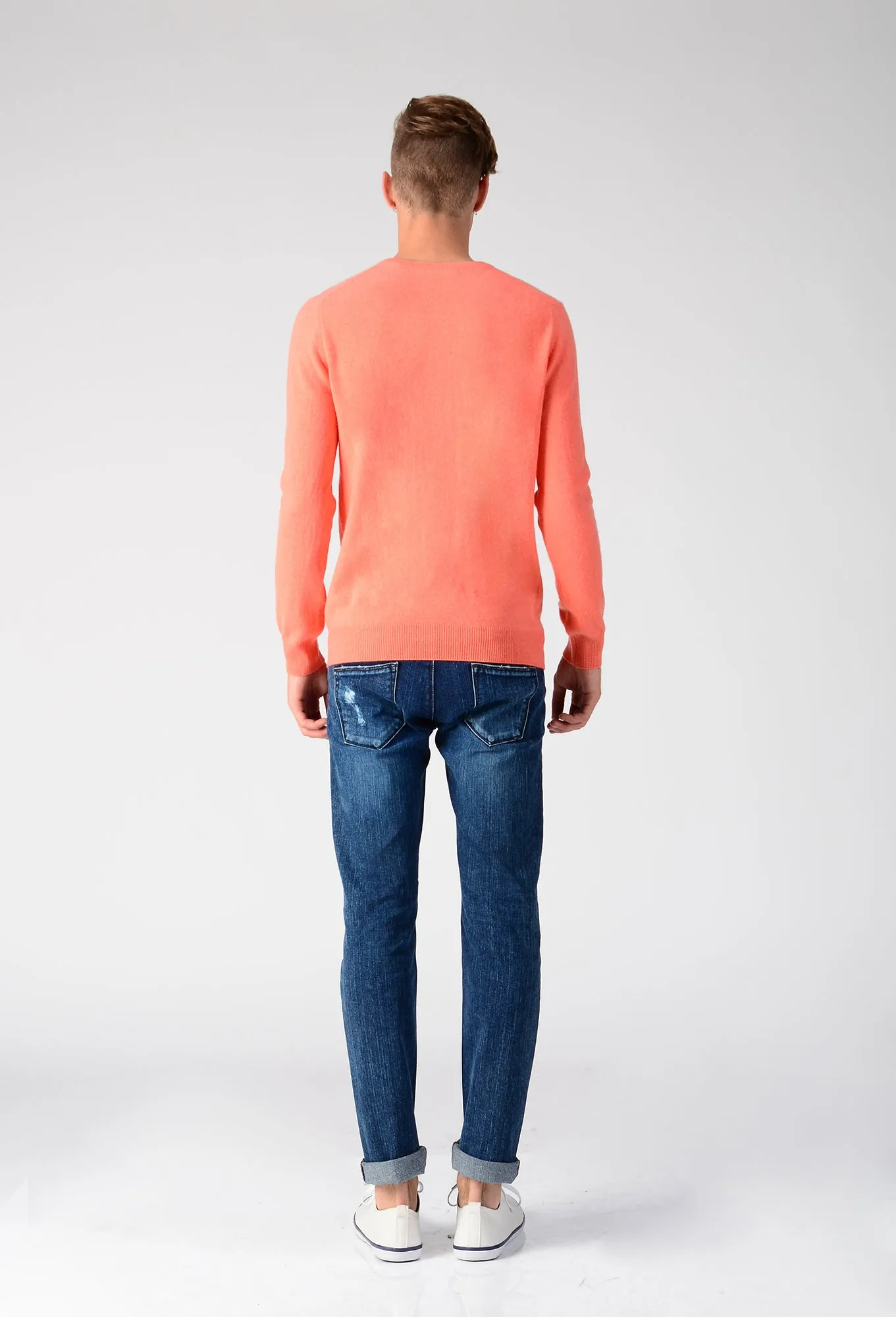 Men Crew Neck Sweater_Coral