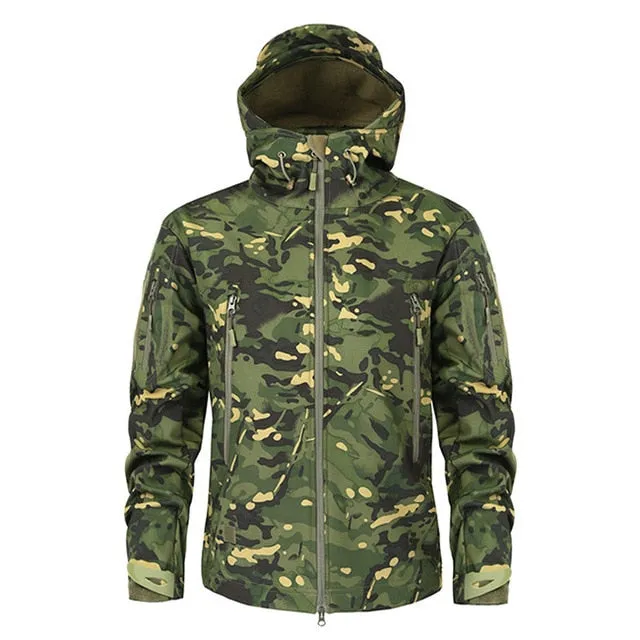 Men Pattern Soft Shell Jacket Rain and Wind Proof Mens Outerwear