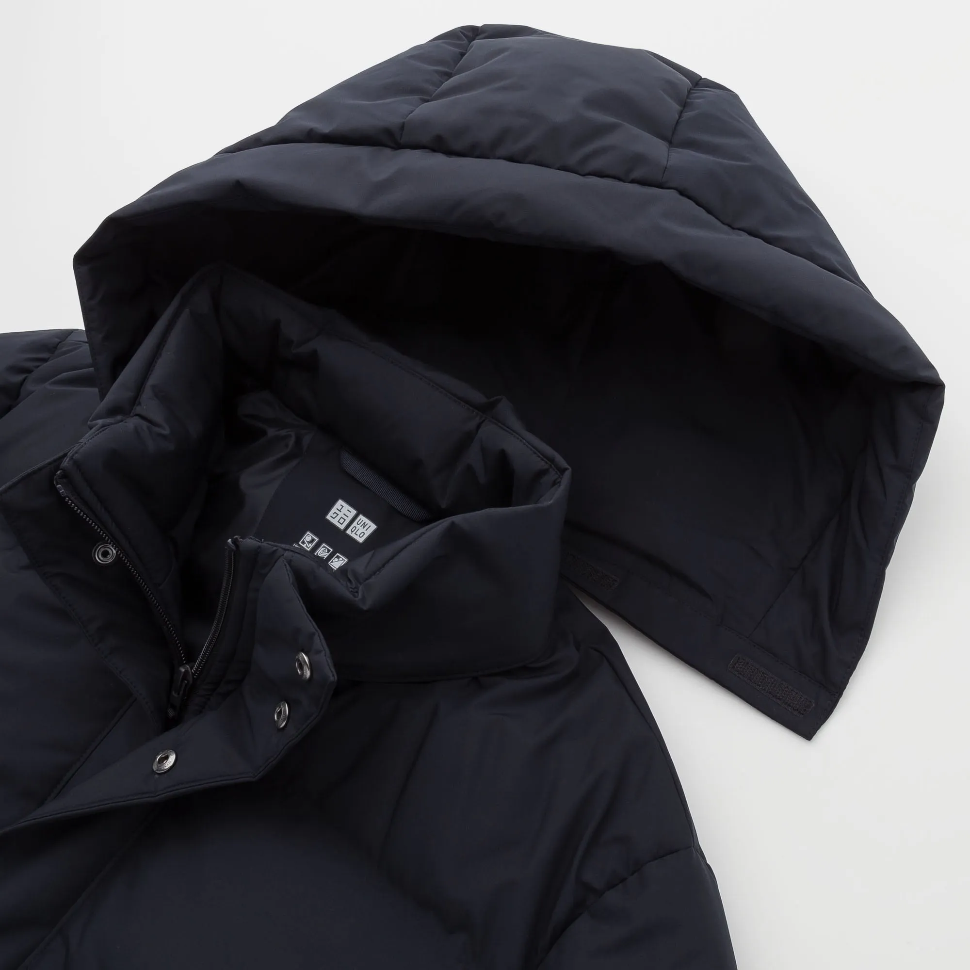 Men Seamless Down Hooded Coat | Navy