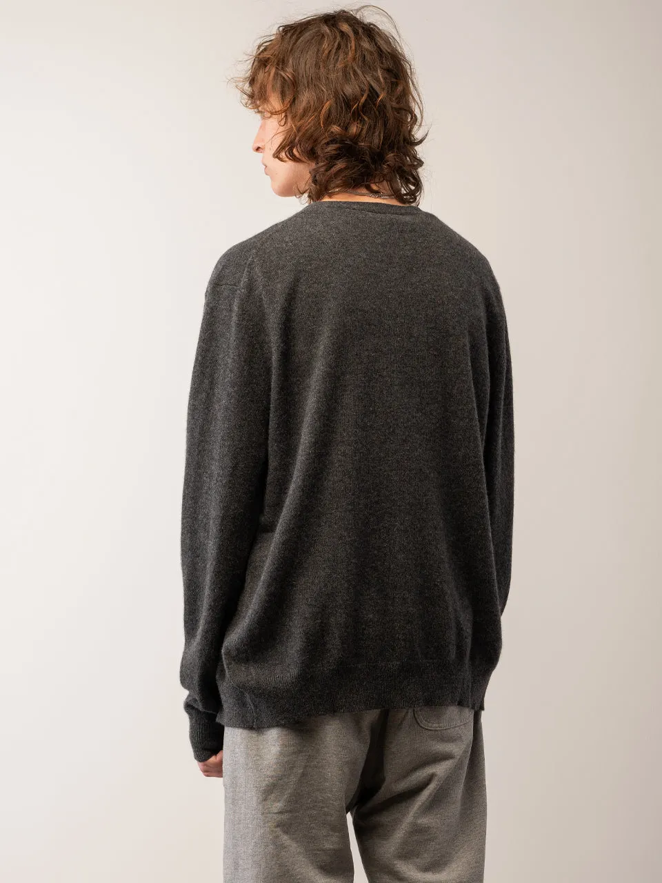 Men V Neck Cardigan_Graphite