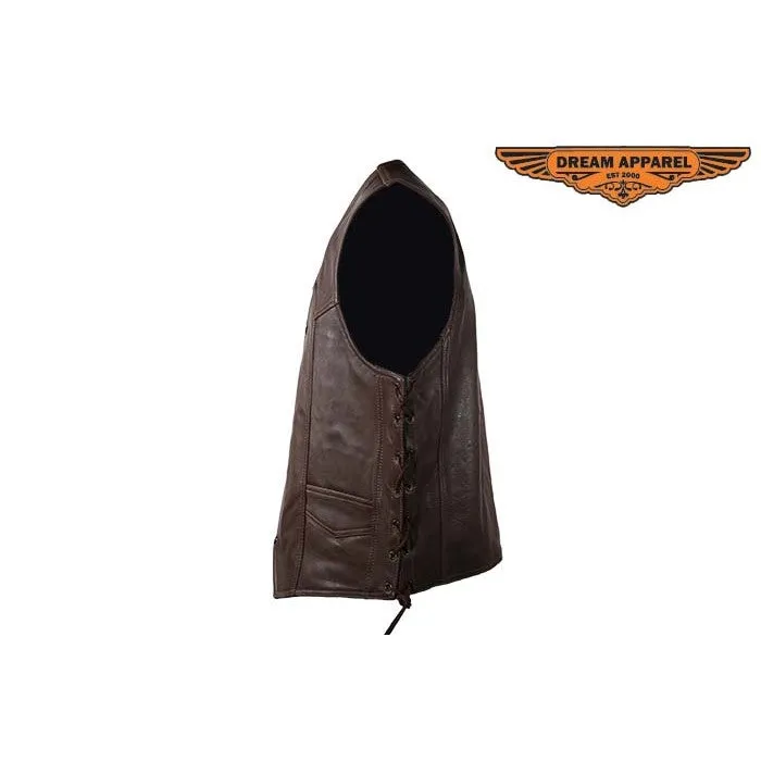 Mens Brown Leather Vest