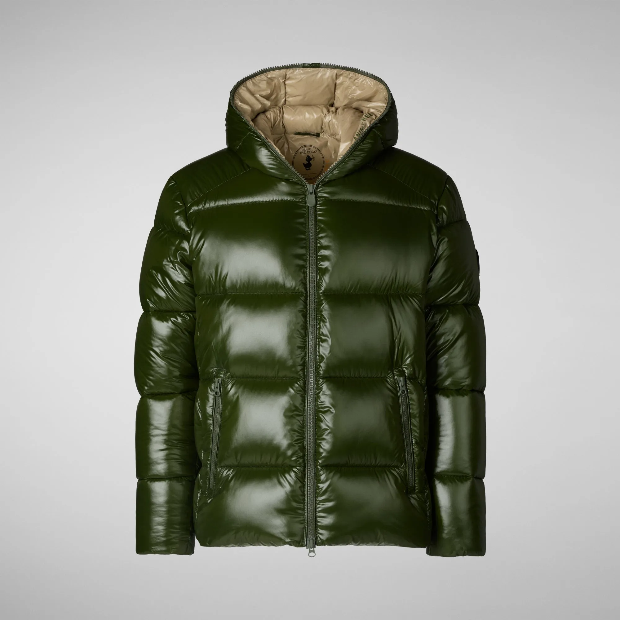 Men's  Hooded Animal free Puffer Jacket Edgard in Pine Green