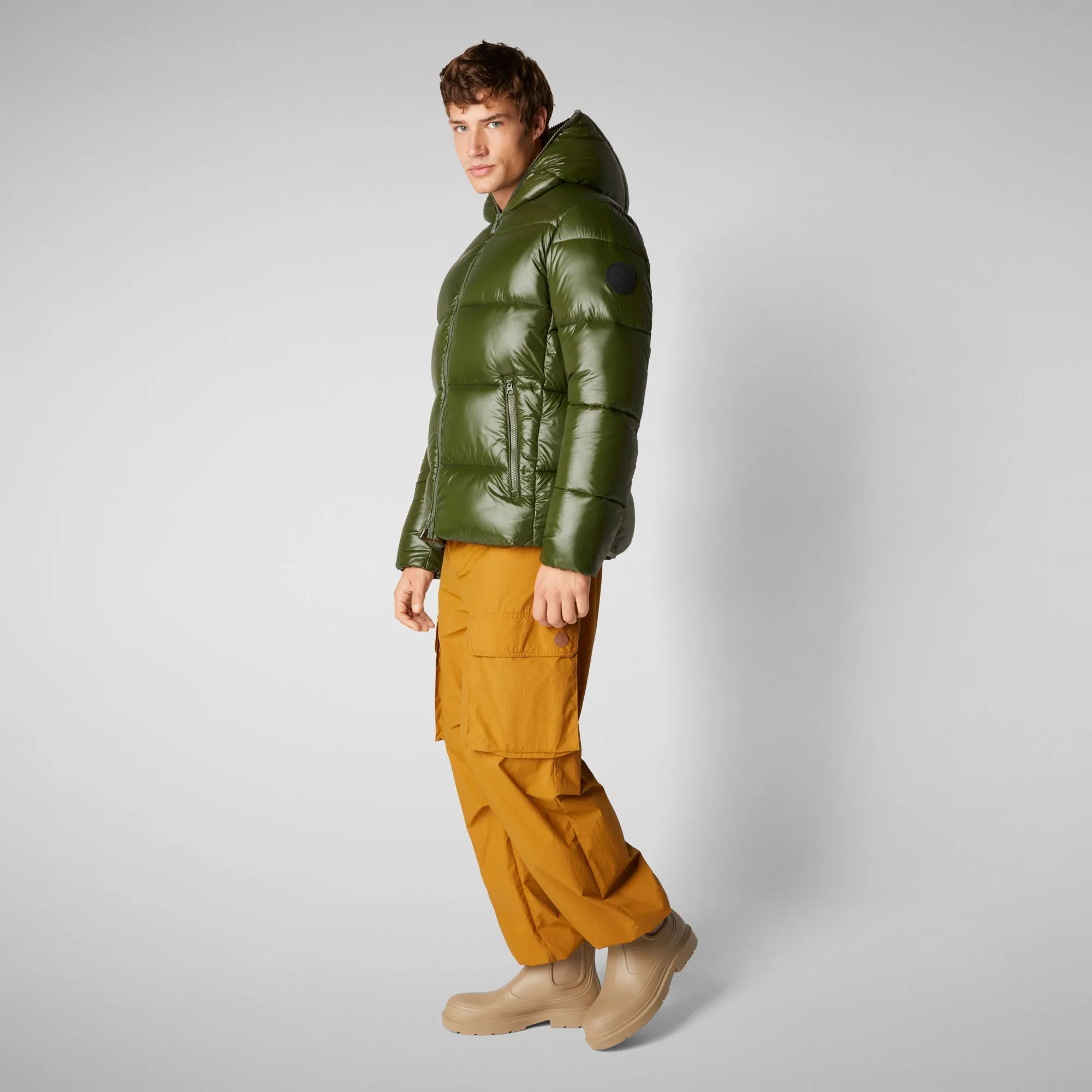 Men's  Hooded Animal free Puffer Jacket Edgard in Pine Green