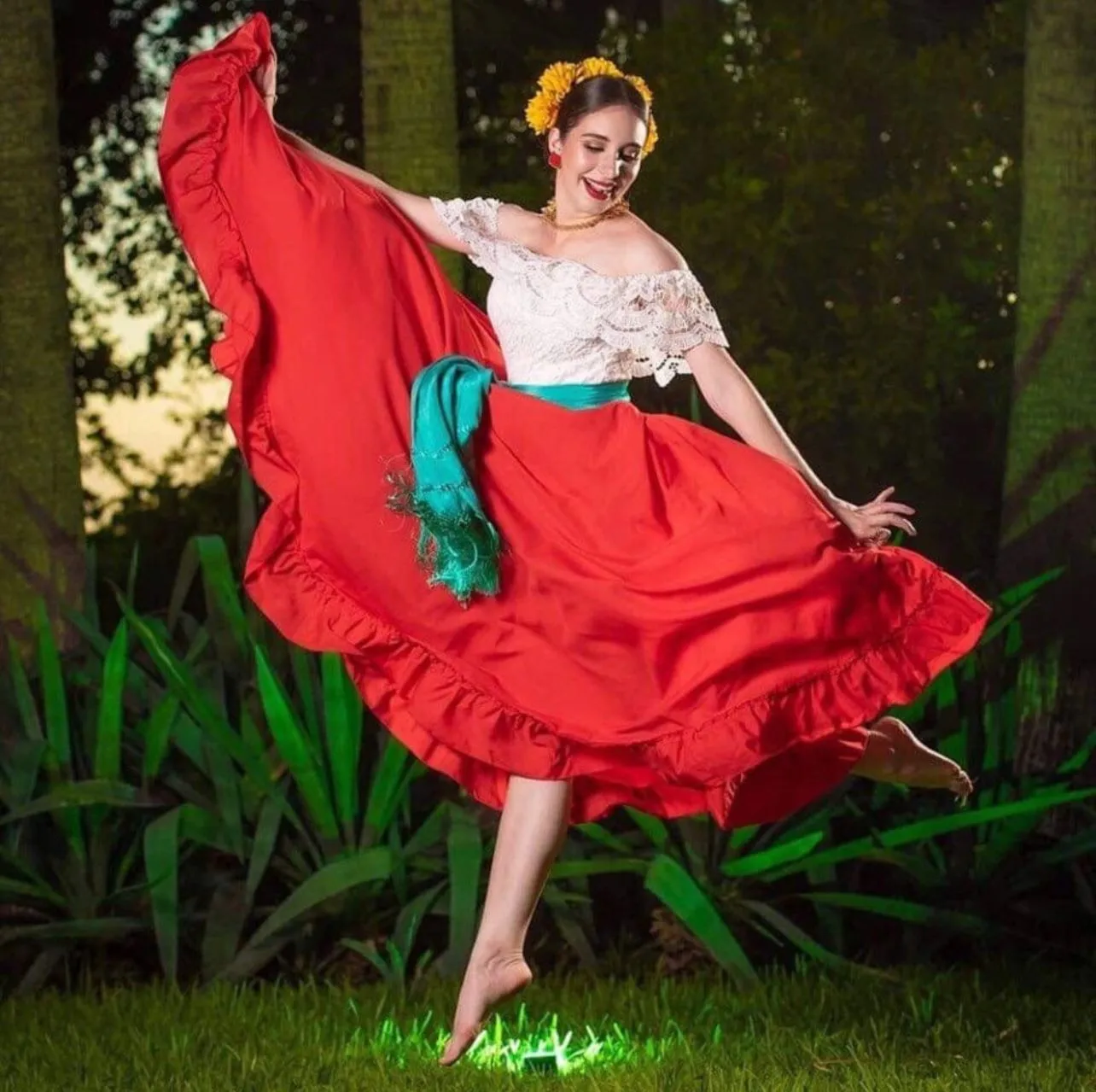 Mexican Folklorico Yellow Long Skirt