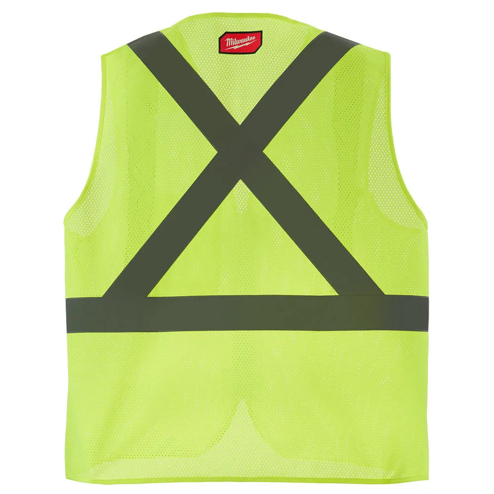 Milwaukee 48-73-2252 Class 2 High Visibility Yellow Mesh One Pocket Safety Vest - L/XL (CSA)