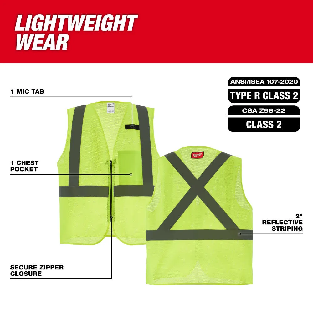 Milwaukee 48-73-2252 Class 2 High Visibility Yellow Mesh One Pocket Safety Vest - L/XL (CSA)