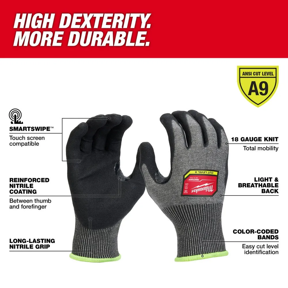 Milwaukee 48-73-7032B 12 Pair Cut Level 9 High-Dexterity Nitrile Dipped Gloves - L