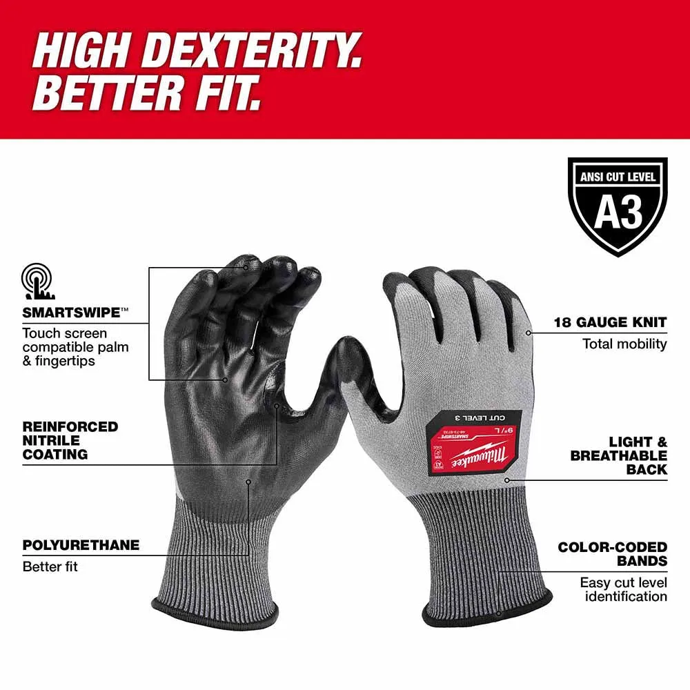 Milwaukee 48-73-8731B High Dexterity A3 Polyurethane Dipped Gloves - Medium