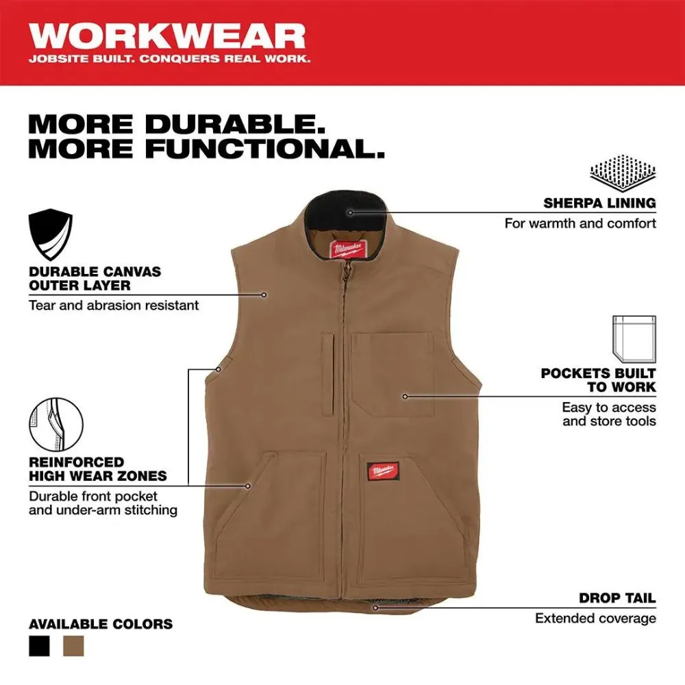 Milwaukee 801BR-L Heavy Duty Sherpa-Lined Vest - Brown L