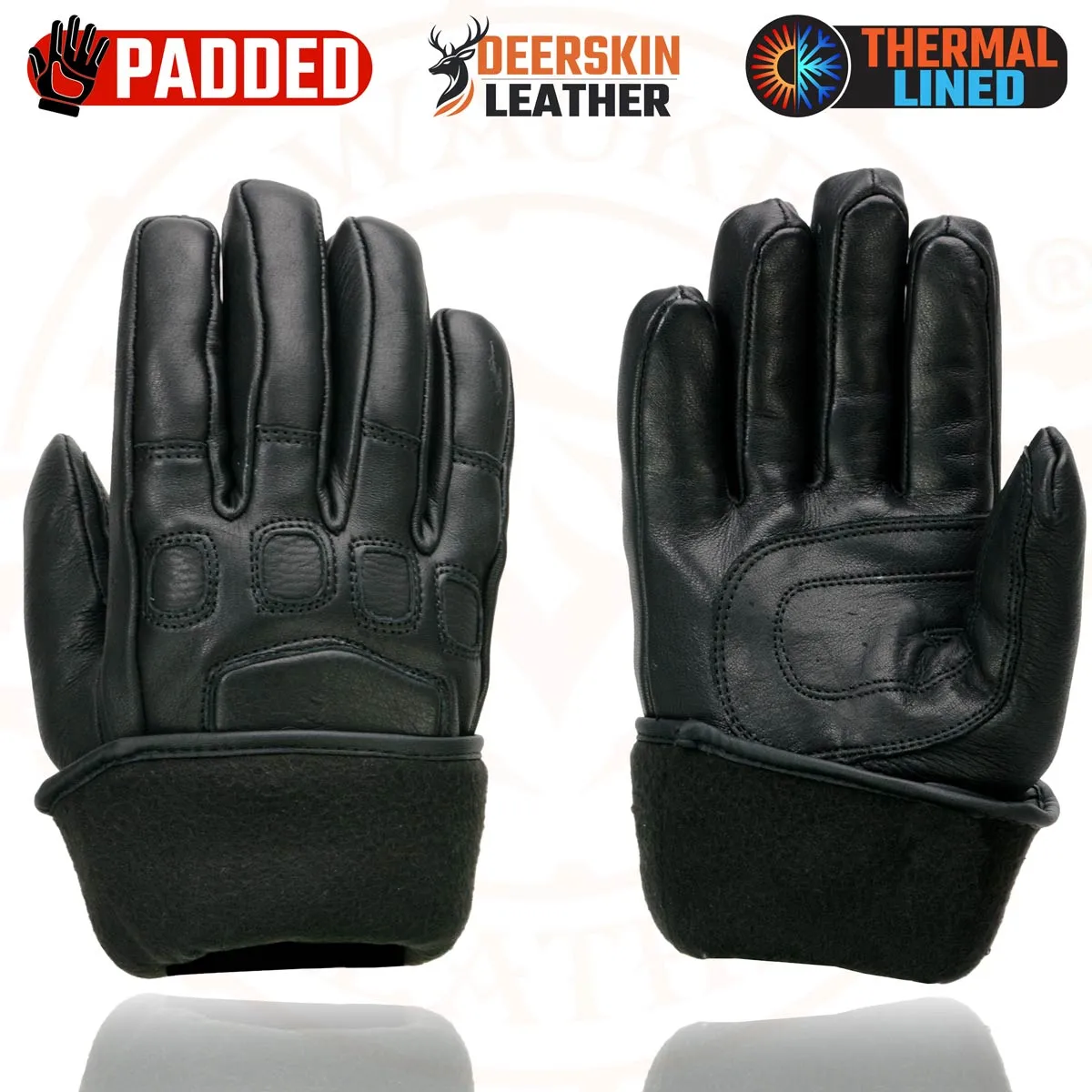 Milwaukee Leather MG7534 Men's Black Deerskin Gauntlet Motorcycle Hand